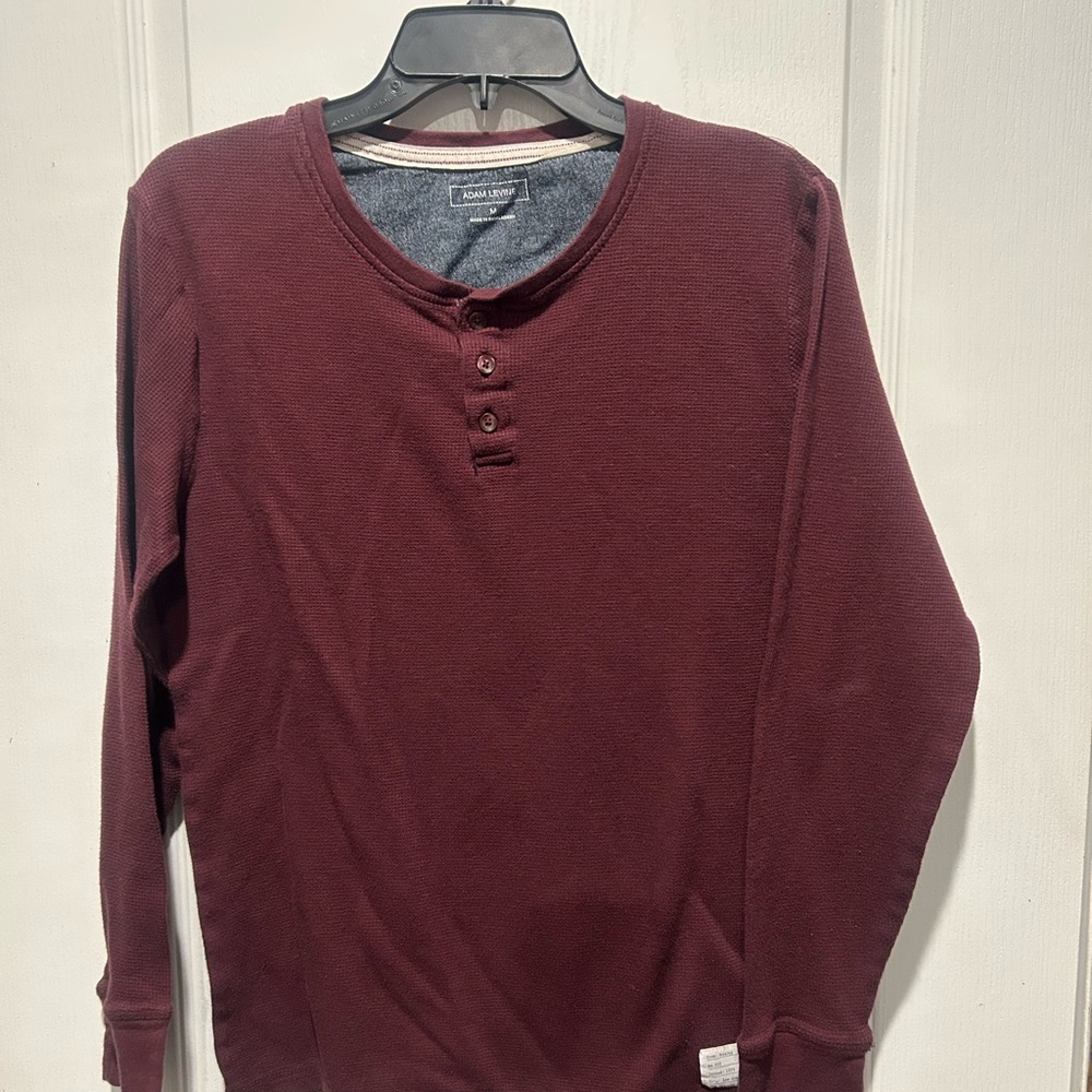 Adam Levine Collection Burgundy Long Sleeve Henley